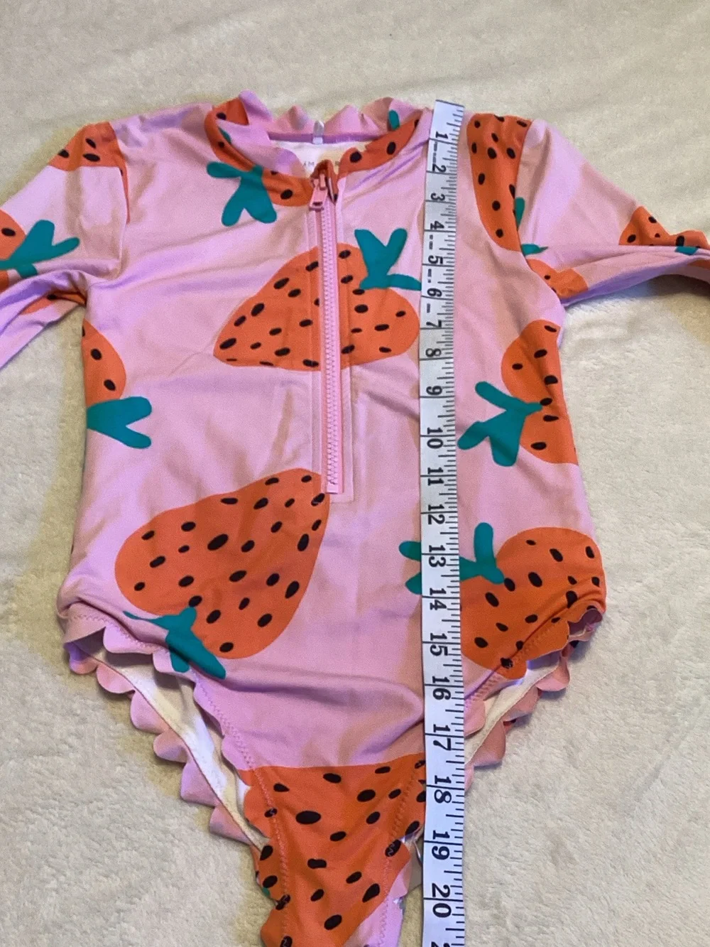 Stella McCartney Kids Pink Strawberry-Print Long Sleeve Swimsuit